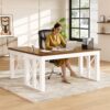 FLEXISPOT 62 x 48 Inch L Shaped Executive Standing Desk with Drawer, Cherry