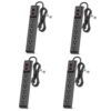 Flexoria 6 Outlet Power Strip Surge Protector, 4 FT Extension Cord with Overload Protection, Wall Mountable for Home and Office, 600J, 15A/1875W, ETL Listed, 4 Packs