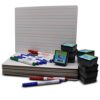 Flipside Products 9" x 12" Magnetic Dry Erase Two Sided Red & Blue Lined, Color Markers and Erasers, Ruled, Learn to Write, Writing Practice, Pack of 12