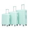 Flohover 3 Piece ABS Hard Shell Luggage Set (20"/24"/28"), 360° Spinner Wheels, Matching Color with Built-in Combination Lock, Mint Green