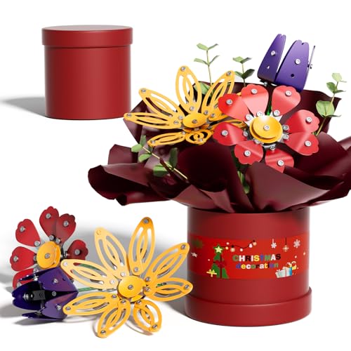 Flower Bouquet Building Kit, STEM Building Projects Toys for Boys Girls Ages 8-12, 227 Pcs DIY STEM Metal Model Assembly Build Flower Set Birthday Toys for Kids Adults 6 7 8 9 10 11 12 Years Old