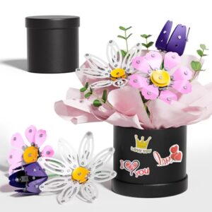 Flower Bouquet Building Kit, STEM Building Projects Toys for Boys Girls Ages 8-12, 227 Pcs DIY STEM Metal Model Assembly Flower Building Set Birthday Toys for Kids Adults 6 7 8 9 10 11 12 Years Old