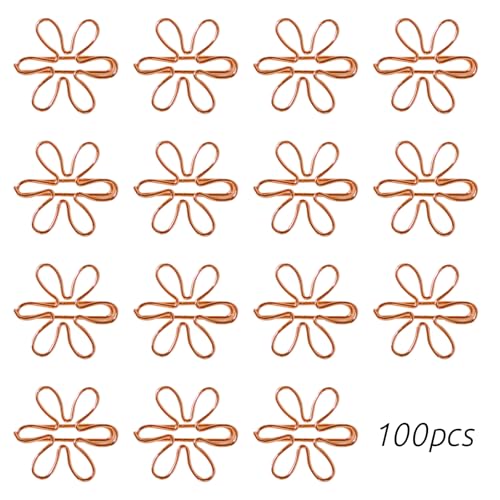 Flower Paper Clips, 100 PCS Fancy Metal Sunflower Clips, 11.4 x 11.4 in Cute Decorative Bookmarks for Office, School, Home, Document Organization, Planners, Journals, and DIY Crafts