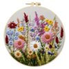Flowers DIY Stamped Hand Sewing Kit with Embroidery Hoop 30x30cm for