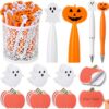 Flutesan 48 Pcs Halloween Party Favors Set Includes 24 Ballpoint Pens and 24 Sticky Note Pads, Halloween Goodie Bag Stuffers, Classroom Prize, Team Gifts for Student Teacher Office School Supplies