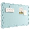 Fluxynara Scalloped Felt Bulletin Board 23.6" x 17.1", Foldable Cork Board Alternative, Decorative Felt Pin Board with Adhesive Tabs for Home Office, Classroom, Teal Blue