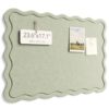 Fluxynara Scalloped Felt Bulletin Board 23.6" x 17.1", Foldable Cork Board Alternative, Decorative Felt Pin Board with Adhesive Tabs for Home Office, Classroom, Sage