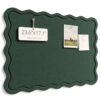 Fluxynara Scalloped Felt Bulletin Board 23.6" x 17.1", Foldable Cork Board Alternative, Decorative Felt Pin Board with Adhesive Tabs for Home Office, Classroom, Pine Green