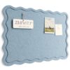 Fluxynara Scalloped Felt Bulletin Board 23.6" x 17.1", Foldable Cork Board Alternative, Decorative Felt Pin Board with Adhesive Tabs for Home Office, Classroom, Dusty Blue