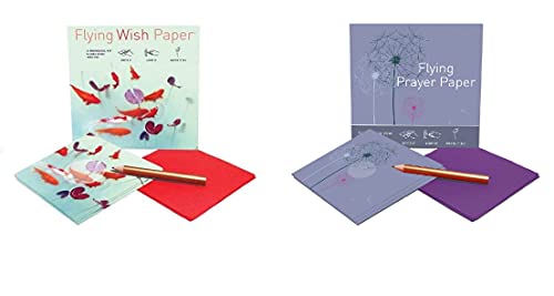 Flying Wish Paper Combo Pack, Koi Pond + Dandelion Prayers, Mini Kit Combos, Write it, Light it, Watch it Fly, 2 x Mini Kits - 5" x 5" Each