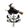 Flying Witch Metal Wind Spinner Garden Stake with Bat and Star Decor