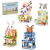 FNSJFYZS Cat Street View Building Set, Modular Animal City Shop Model