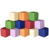Foam Building Blocks for Kids: 12-Pieces PU Leather Colorful Foam Blocks - Building Toys for Toddler - Giant Stacking Blocks Toys - Soft Indoor Playset for Birthday Gift Preschool Learning (Classic)