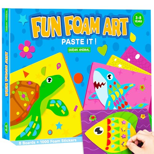 Foam Sticker Art Craft Activity for Kids Ages 3-5 4-6,Mess-free Fun Sticker for Toddler, DIY 3D Foam Felt Craft Kit,Preschool Learning Toy Travel Game,Birthday Gifts for Boys Girls Ages 3 4 5 6 7 8