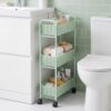 FOCHIER F Utility Slim Storage Cart,3-Tier Rolling Kitchen Office Laundry Room Cart with Wheels,Mobile Shelving Unit Organizer for Living Room,Bathroom, Baby Diaper,Art,Dining Room Narrow Places