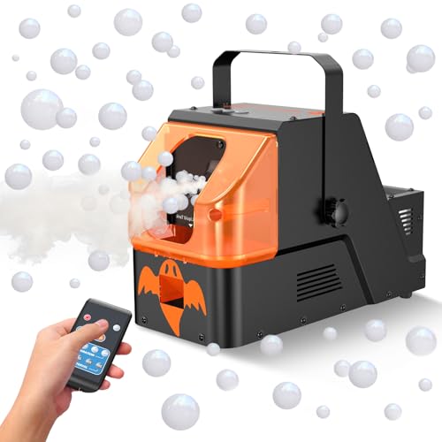 Fog-Filled Bubble Maker for Kids, 3-in-1 Smoke-Filled Bubble Machine, Wireless Control, 450W, Large Capacity Liquid Tanks for Halloween Christmas Parties Weddings Stage & DJ Effects