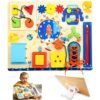 Foileon Montessori Busy Board, with Adjustable Stand Baby-Neck-Friendly, Space-Theme for 1-3 Year Old