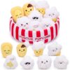 Foilswirl 9 Pcs Positive Stuffed Animal Basket Gift Set, Mini Plush Toys with Storage Basket, Cute Small Plush Figures for Birthday Party Favors Christmas Graduation Home Decor(Positive Snack)