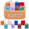 Foilswirl 9 Pcs Positive Stuffed Animal Basket Gift Set, Mini Plush Toys with Storage Basket, Cute Small Plush Figures for Birthday Party Favors Christmas Graduation Home Decor(Positive Book)