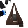 Foldable Faux Leather Shopping Tote, Portable Keychain Bag Expandable to