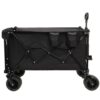 Foldable Wagon with Extended Tailgate, Extra Long Extender Wagon Cart,Beach Wagon Cart Heavy Duty 480LBS with Large All-Terrain Beach Wheels, Black- Gray