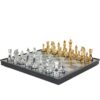 Folding Portable Chess Board with Metallic Staunton Chess