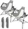 Folding Portable Rocking Chair with Pillow Cup Holder, 2-Piece Grey
