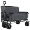 Folding Wagon Cart, Utility Wagon with Bench Seat, 500LBS Capacity