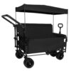 Folding Wagon Cart with Bench Seat, Canopy, 500lb Capacity, 180L