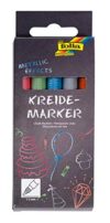 folia 390549 Chalk Markers, Set of 5 Metallic Effects, Bullet Tip 1 - 2 mm, Water-based Liquid Chalk, for Blackboards, Blackboard Film, Glass, Plastic, Wet Wipe Clean