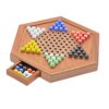 Fonowx Chinese Checkers Wooden Chessboard Game Set with 60 Acrylic Glass Marbles Drawer Storage Hexagonal Checker Toy Suitable for Family Parent Child