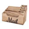Fonowx Mail Organizer Letter Sorter Desktop Mail Holder File Holder Document Filing Paper Wooden Construction Four Compartments Suitable for Office Home