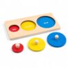 Fonowx Wooden Set Number Puzzle Shape Puzzle Preschool Learning Toy with Child and Easy to Grasp Pieces Suitable for Aged 3, 3-Hole Geometric Inlay Board - Circles/Strips (with Base map)
