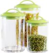 Food Storage Containers, BPA Free Airtight Canisters for Cereal, Pasta, Sugar, Coffee, Flour, Cookies, Loose Tea, for Kitchen Organization, Set of 3 by Reston Lloyd, Lime