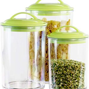 Food Storage Containers, BPA Free Airtight Canisters for Cereal, Pasta, Sugar, Coffee, Flour, Cookies, Loose Tea, for Kitchen Organization, Set of 3 by Reston Lloyd, Lime