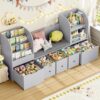 FOTOSOK Kids Bookshelf with Reading Nook, Toy Organizer with Seat Cushion