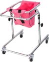 Four-Wheeled Children's Walking Aids, Cerebral Palsy Assistive Walking Aids, Children's Rehabilitation Training Aid, Suitable for Height 80-120 Cm,Pink