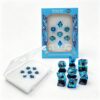 FoxboneGame Blue Liquid Dragon Eye Floating DND Dice Set with Tray Polyhedral RPG Dice for TTRPG Tabletop Roleplaying Game