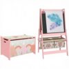 Fox Kids Easel with Toy Box Pink Double-Sided Chalkboard Whiteboard