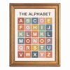 Framed Canvas Wall Art Boho Alphabet Chart Muted Retro Rainbow ABC Grid Canvas Print Poster Gold Frame Wall Decor for Nursery Playroom Educational Art, Kids Bedroom Decor - Inch 16x20