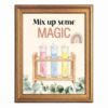 Framed Canvas Wall Art Boho Science Magic Pastel Test Tubes Watercolor Illustration Canvas Print Poster Gold Frame Wall Decor for Classroom Playroom Cute Poster, STEM Art - Inch 8x10
