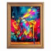Framed Canvas Wall Art Graffiti Street Art Spray Paint Can Neon Paint Drips Canvas Print Poster Gold Frame Wall Decor for Living Room Office Modern Wall Art, Colorful Poster - Inch 24x36