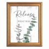 Framed Canvas Wall Art Modern Farmhouse Eucalyptus Botanical Sage Watercolor Canvas Print Poster Gold Frame Wall Decor for Living Room Bedroom Relaxing Art, Motivational Quote - Inch 8x10