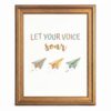 Framed Canvas Wall Art Modern Minimalist Paper Planes Sage and Ochre Let Your Voice Soar Canvas Print Poster Gold Frame Wall Decor for Nursery Kids Room Motivational Art, Modern Minimalist - Inch 8x10