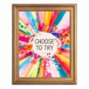 Framed Canvas Wall Art Vibrant Watercolor Sunburst Floral Quote Rainbow Rays and Botanical Doodles Canvas Print Poster Gold Frame Wall Decor for Home Office Bedroom, Motivational Art - Inch 12x16
