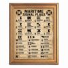 Framed Canvas Wall Art Vintage Nautical Maritime Signal Flags Tan Parchment Canvas Print Poster Gold Frame Wall Decor for Office Living Room Sailor Navy Gift, Coastal Decor - Inch 24x36