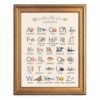 Framed Canvas Wall Art Vintage Under the Sea Alphabet Muted Blue and Sage Sea Creatures Canvas Print Poster Gold Frame Wall Decor for Nursery Kids Room Ocean ABC, Marine Poster - Inch 16x20