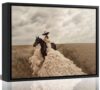 Framed Fashion Black Girl Riding Horse Canvas Wall Art 12x16 inch