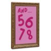 Framed Pink Number Counting Typography Poster Canvas Print Art, Funky Trendy Wall Art Painting Pictures Wall Decor, Whimsical Art Print for Bedroom Home Decor (vintage frame,16'LX 24" W)