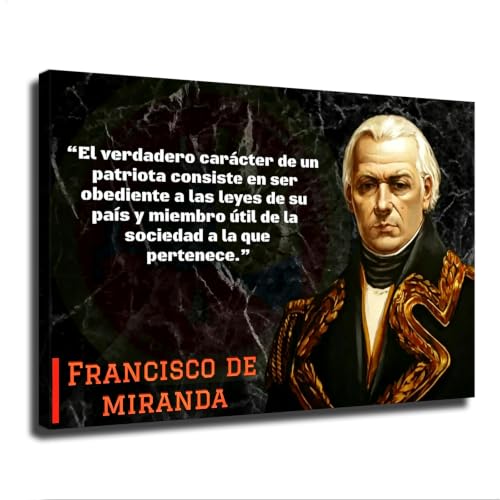 Francisco De Miranda Quote Canvas Wall Art Spanish Historical Figure Motivational Saying Black Marble Background Horizontal Decor Poster Modern Aesthetic Picture Wall Art Home Office Decoration Holiday Gift (08×12inch-Framed)